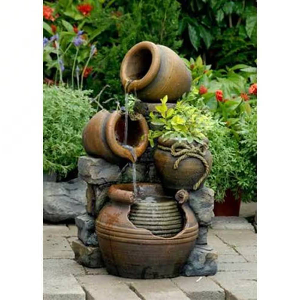 2-in-1 Outdoor Polyresin 15-Gallon Pouring Pots Water Fountain Planter - Tampa Home & Garden Store