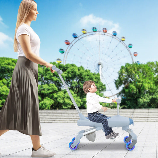 2-in-1 Kids Ride-on Push Car with LED Lighted Wheels-Navy - Tampa Home & Garden Store