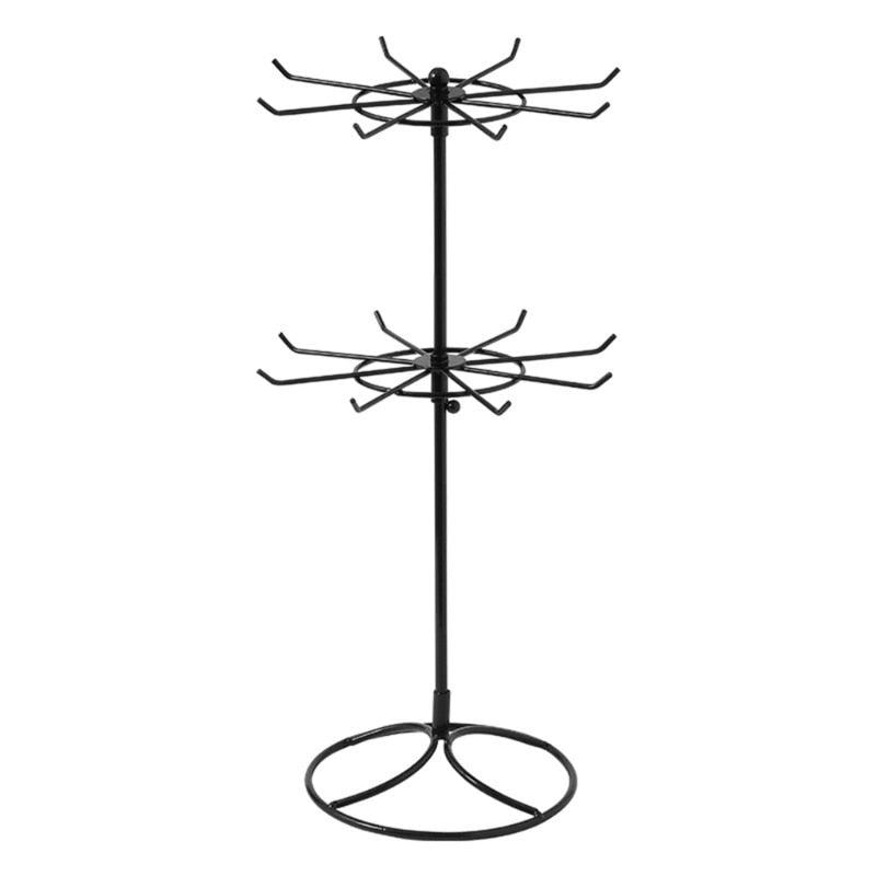 2-tier rotating jewelry stand by Stevvex in black metal with dual circular racks on Tampa Home & Garden Store