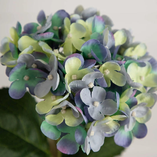 20 Inch Artificial Hydrangea Stems Set of 3 multicolor blue-green-purple Nearly Natural on Tampa Home & Garden Store