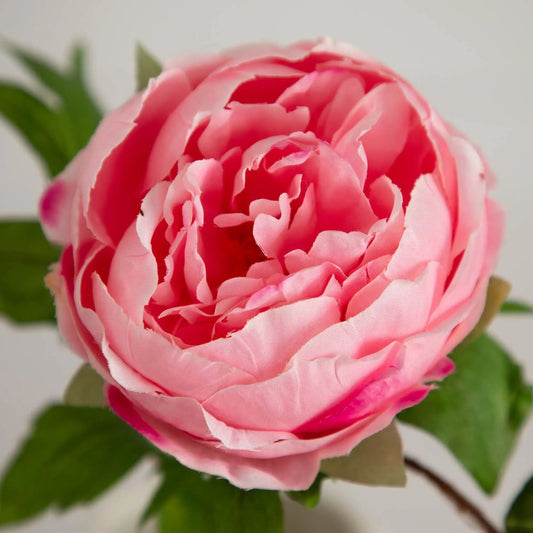 20-inch artificial peony stems pink blooms set of 3 Nearly Natural with green leaves on Tampa Home & Garden Store