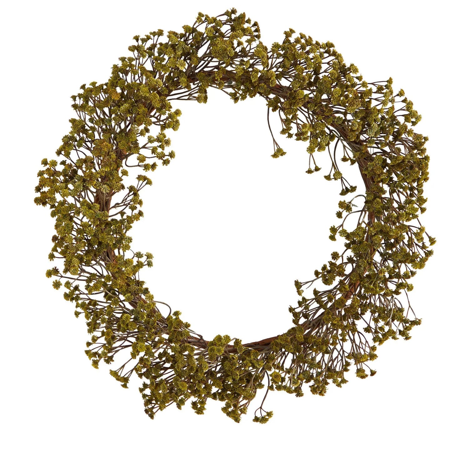Autumn Gypsophila Wreath 20in artificial wreath with yellow-green clusters on Tampa Home & Garden Store