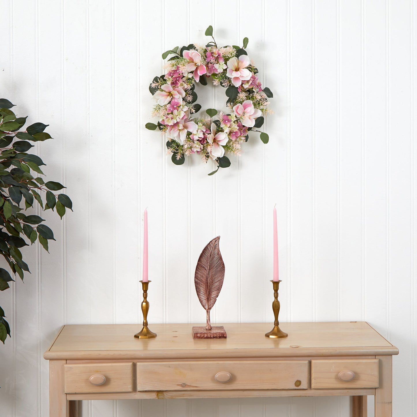 20” Hydrangea and Magnolia Artificial Wreath - Tampa Home & Garden Store