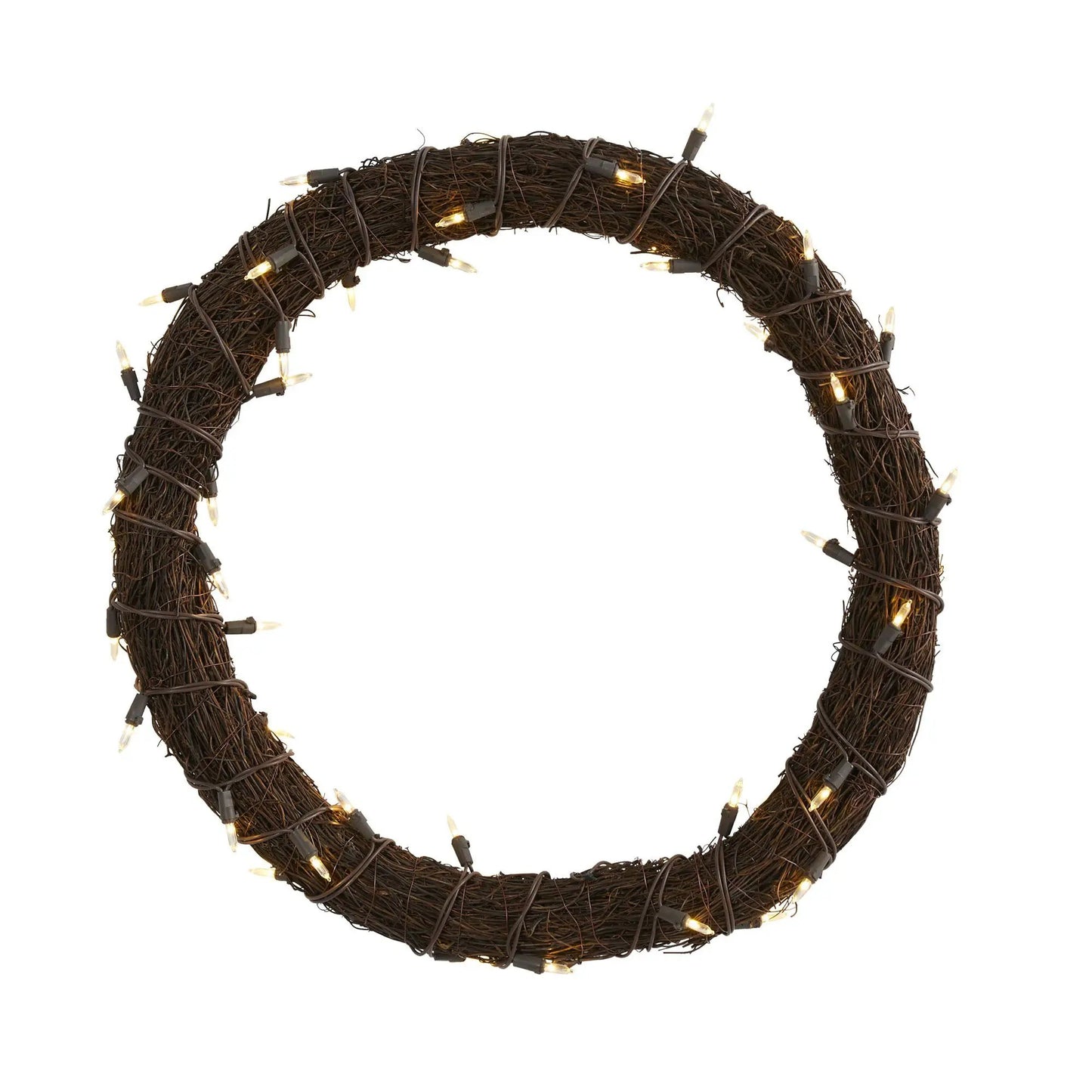 20 Inch vine wreath with 50 White Warm LED Lights on Tampa Home & Garden Store