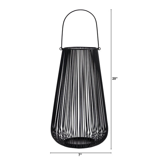 Vintage black metal wire votive tea lantern with arched handle open-wire design for table decor on Tampa Home & Garden Store