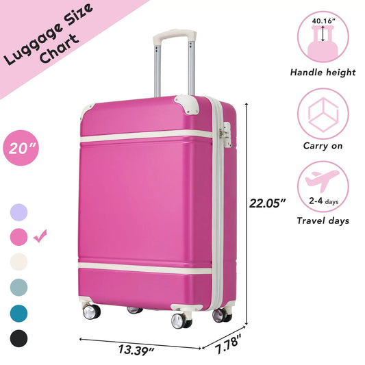 Pink 20-inch carry-on with TSA lock, white trim, extendable silver handle and spinner wheels on Tampa Home & Garden Store