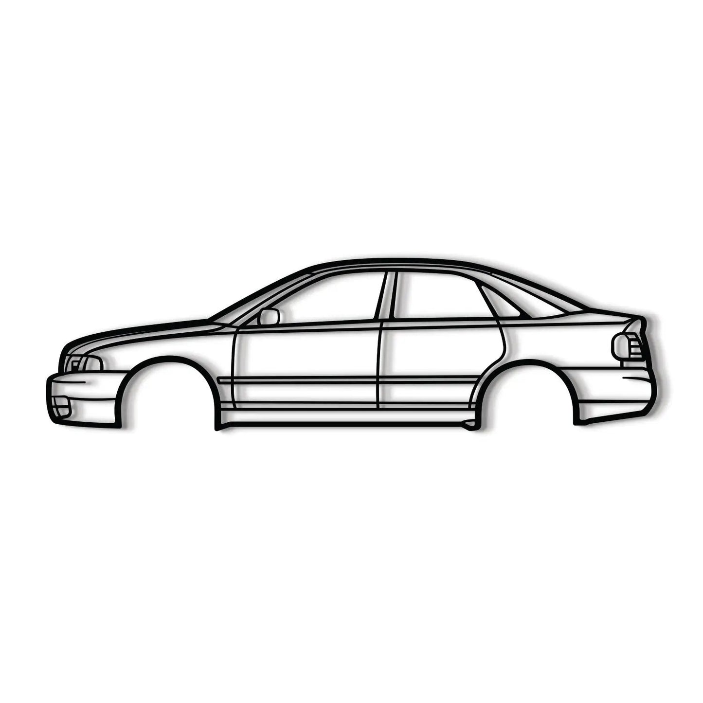 RS4 B5 Metal Car Wall Art line drawing of a sedan by Modello Turbo Artwork on Tampa Home & Garden Store
