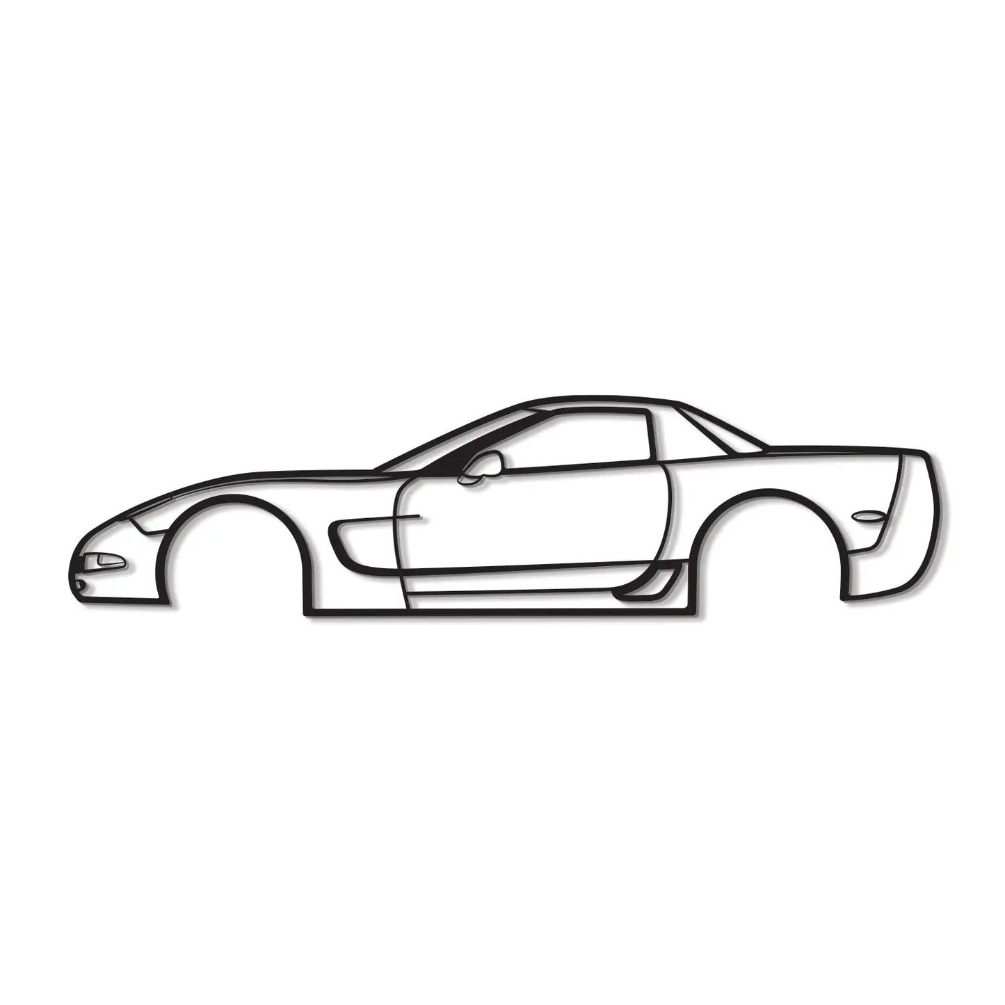 2001 Corvette Z06 metal car wall art line drawing in black outline by Modello Turbo on Tampa Home & Garden Store