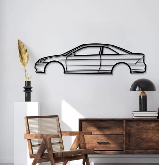 2001 Civic EX metal car wall art by Modello Turbo, black line car silhouette for enthusiasts on Tampa Home & Garden Store