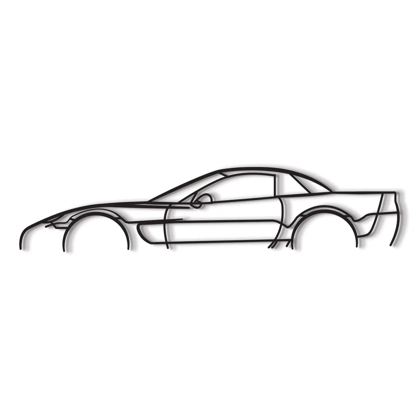 2002 Corvette C5 Z06 metal wall art by Modello Turbo, black line-art side profile on Tampa Home & Garden Store
