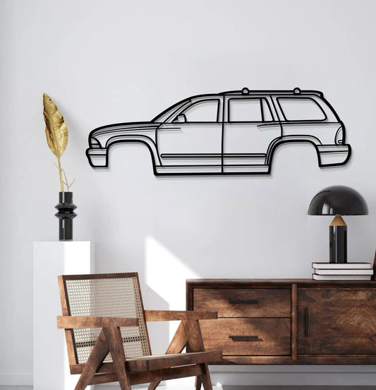 Durango 2002 metal car wall art in black line art for garage decor on Tampa Home & Garden Store