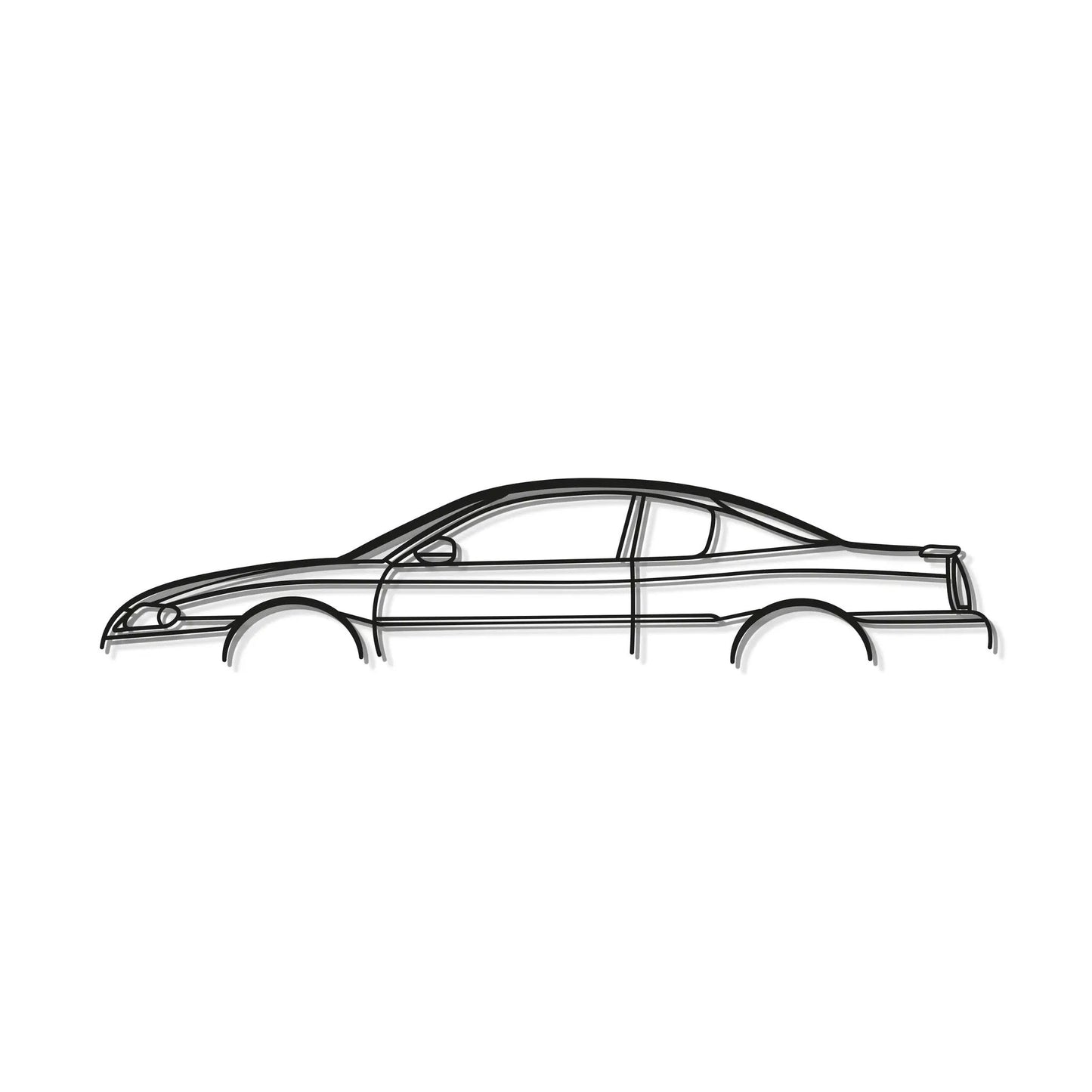 2003 Monte Carlo SS metal wall art featuring a black line-drawn sedan by Modello Turbo on Tampa Home & Garden Store