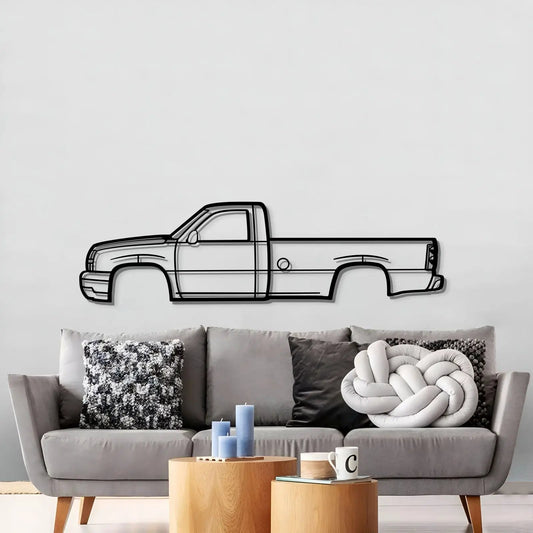 2005 Silverado metal wall art MT0324, line-drawn pickup in black on wall Modello Turbo on Tampa Home & Garden Store