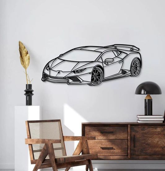 2005 Huracan Metal Car Wall Art by Modello Turbo, black line-art Lamborghini silhouette on Tampa Home & Garden Store