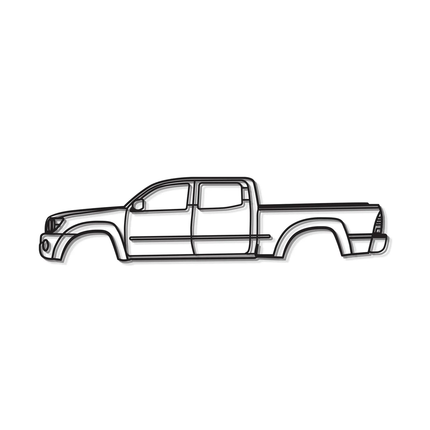 2005 Tacoma 2nd Gen metal wall art by Modello Turbo, black line-art pickup silhouette on Tampa Home & Garden Store