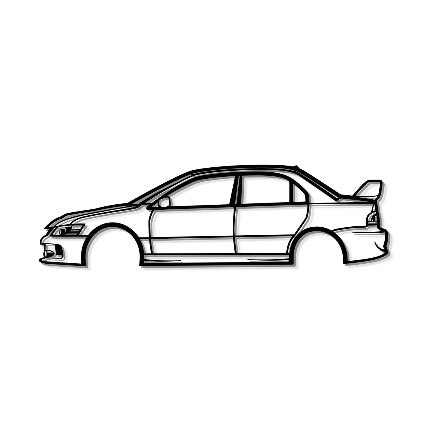 2006 Lancer Evo metal wall art car silhouette by Modello Turbo bold black outline on Tampa Home & Garden Store