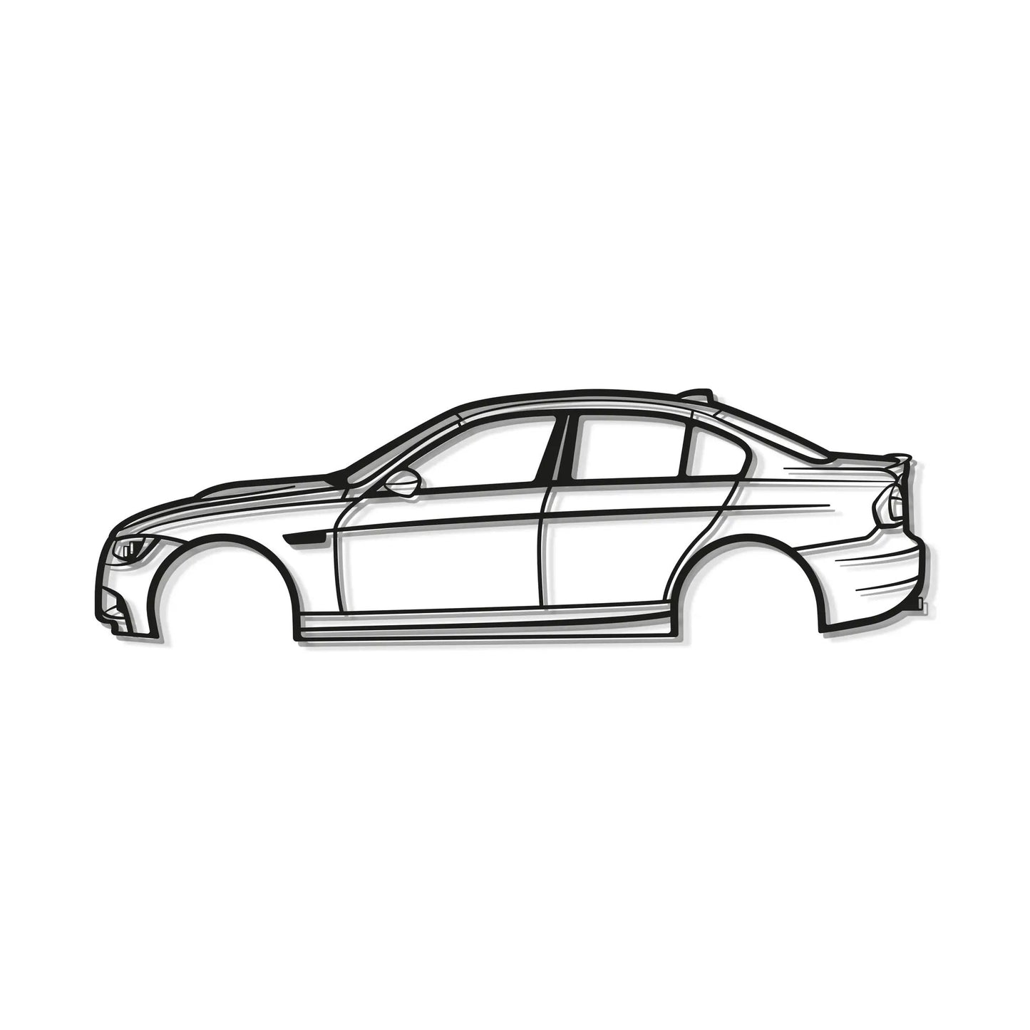 2008 E90 M3 metal wall art by Modello Turbo, stylized car line drawing on Tampa Home & Garden Store