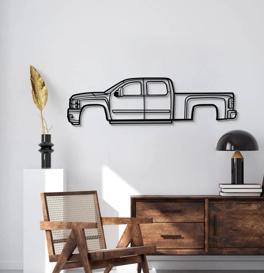 2008 Silverado 2500 HD metal wall art silhouette of a pickup truck, Modello Turbo on Tampa Home & Garden Store