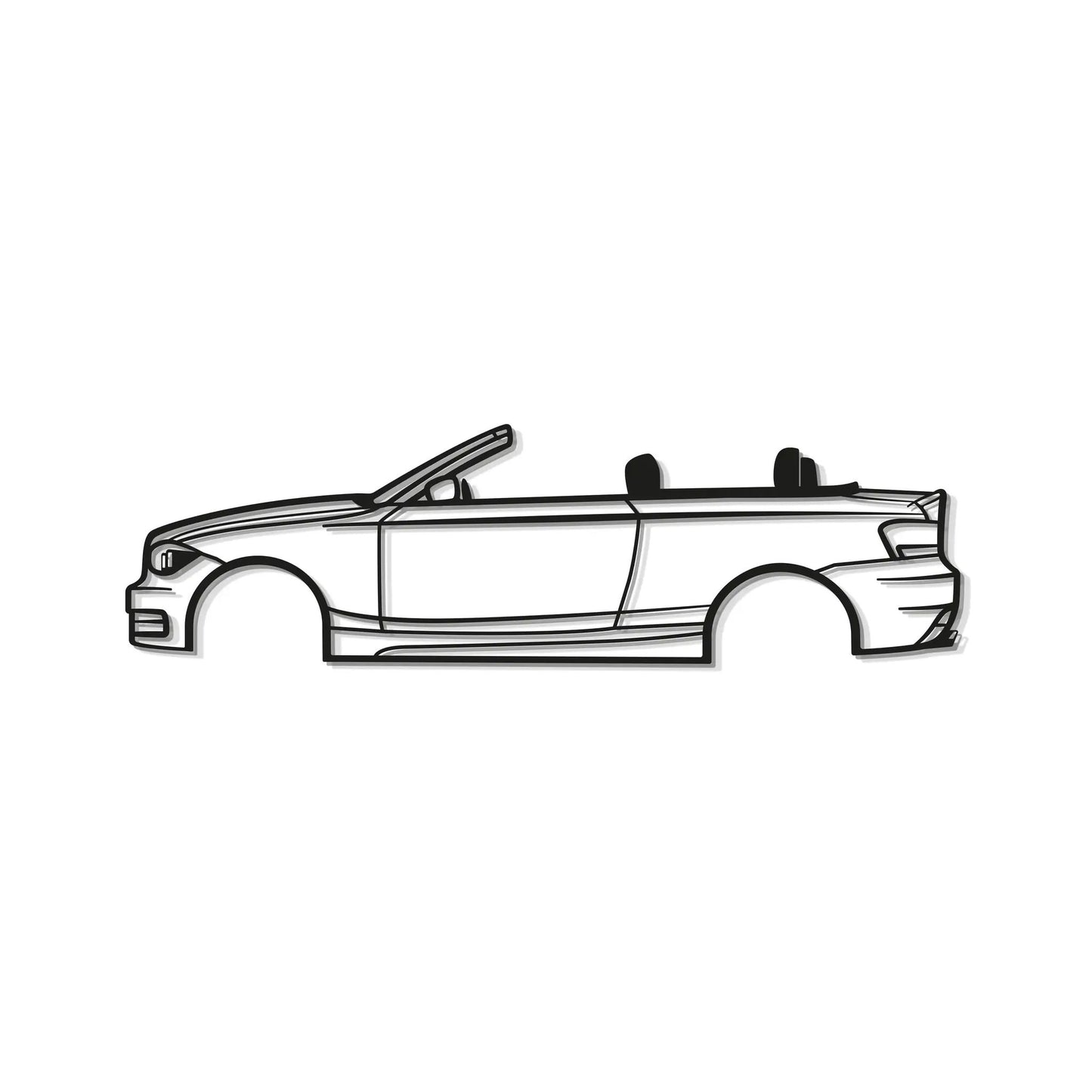 2009 E88 Convertible Metal Wall Art MT0385 by Modello Turbo, black line convertible car on Tampa Home & Garden Store