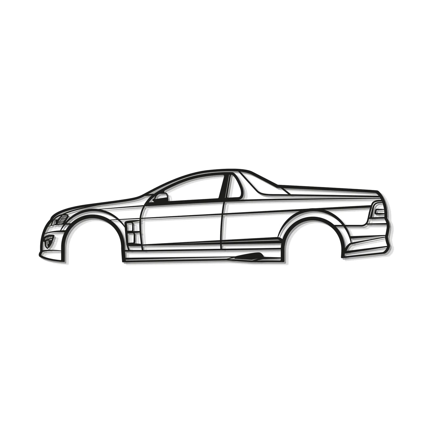 2009 HSV Maloo metal wall art, black and white line art side view car by Modello Turbo on Tampa Home & Garden Store