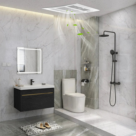 200 CFM bathroom exhaust fan with metal housing, white ceiling vent in a modern bathroom on Tampa Home & Garden Store