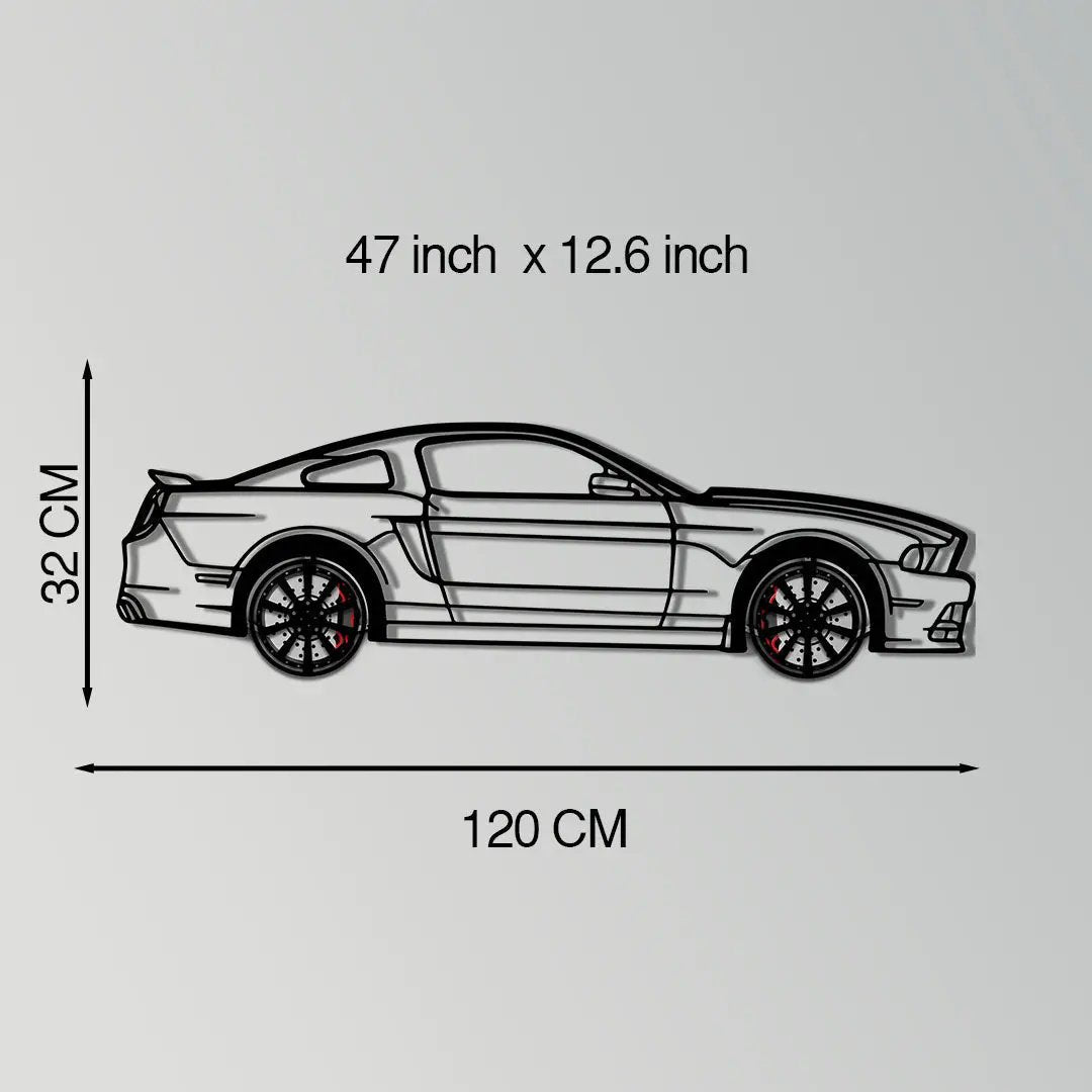 2013 Ford Mustang GT metal wall art side silhouette with red calipers 47x12.6 in on Tampa Home & Garden Store