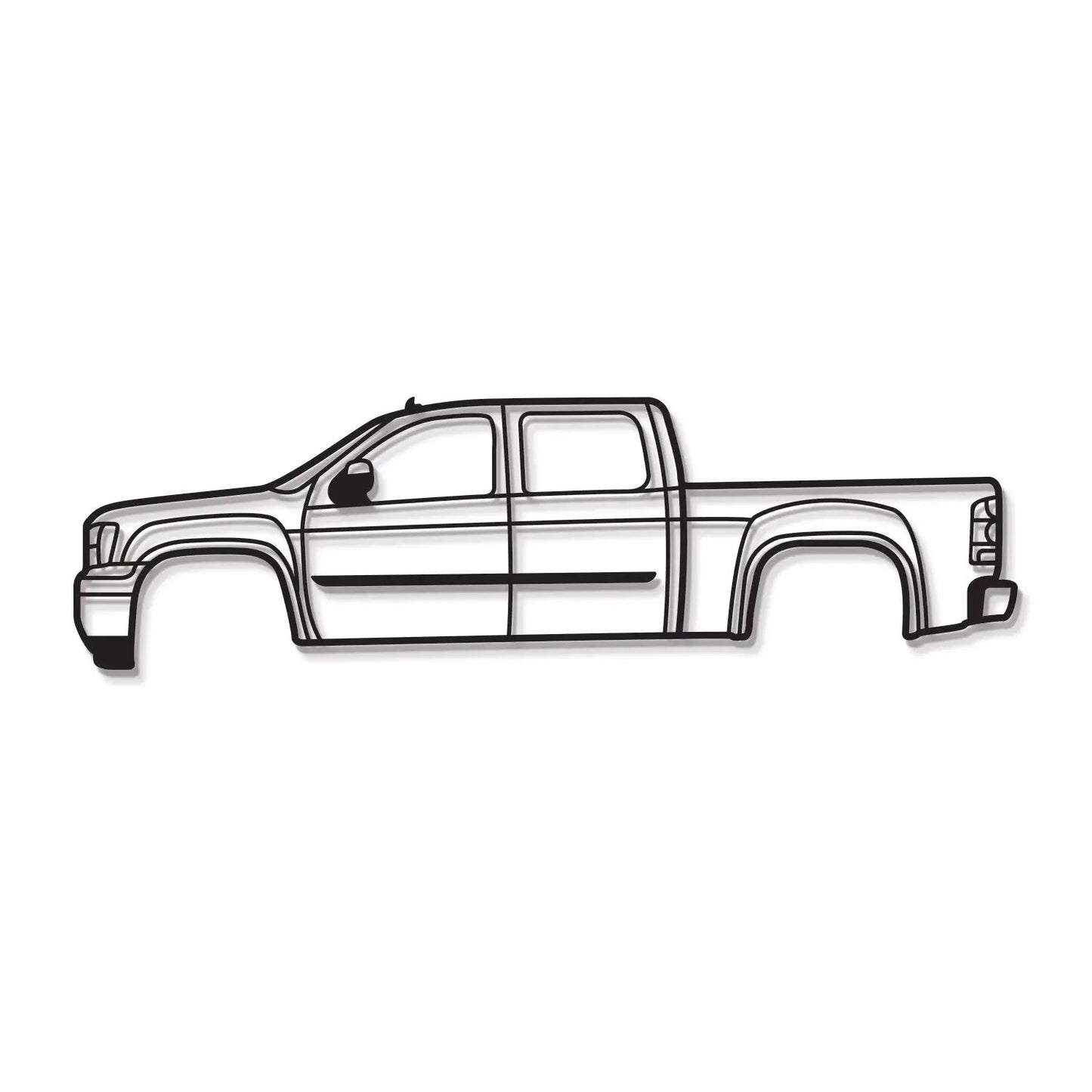 2013 Sierra 1500 metal wall art by Modello Turbo, black line-drawn pickup silhouette on Tampa Home & Garden Store