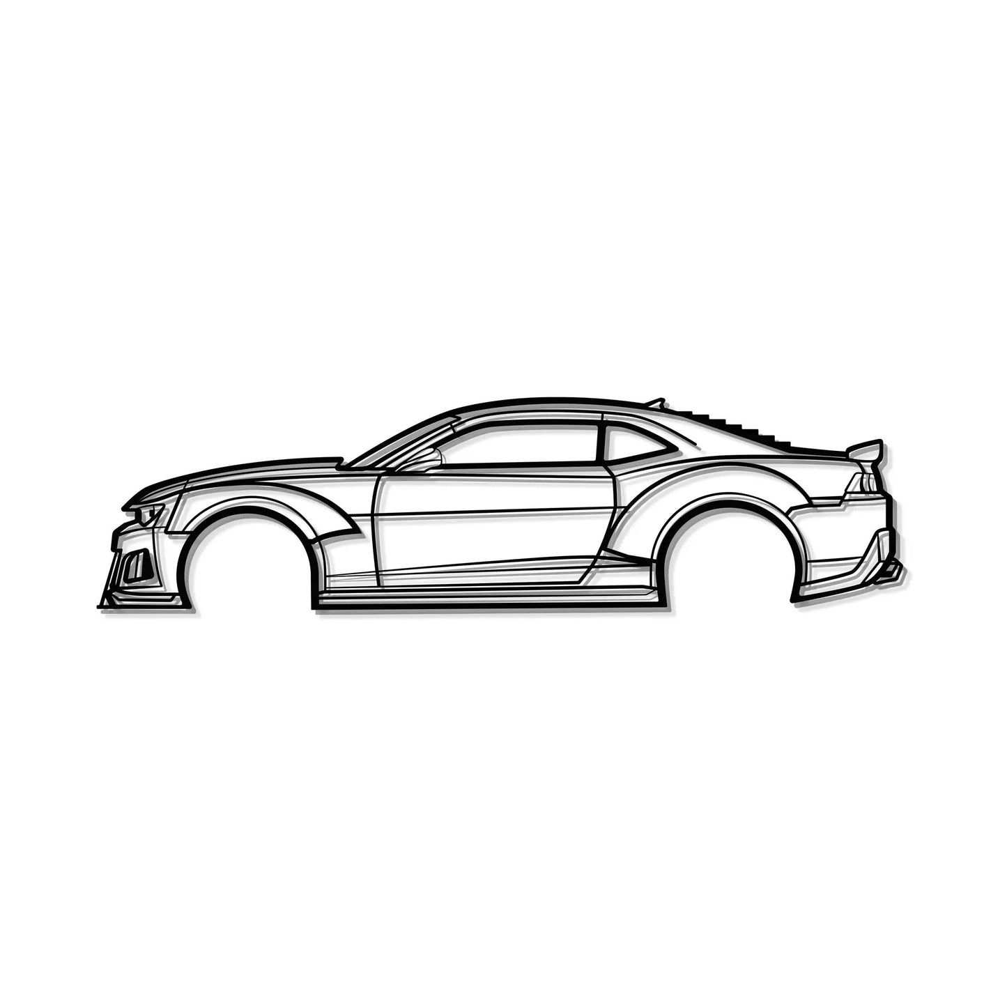2014 Camaro Z28 Widebody metal wall art black line drawing of side profile on Tampa Home & Garden Store