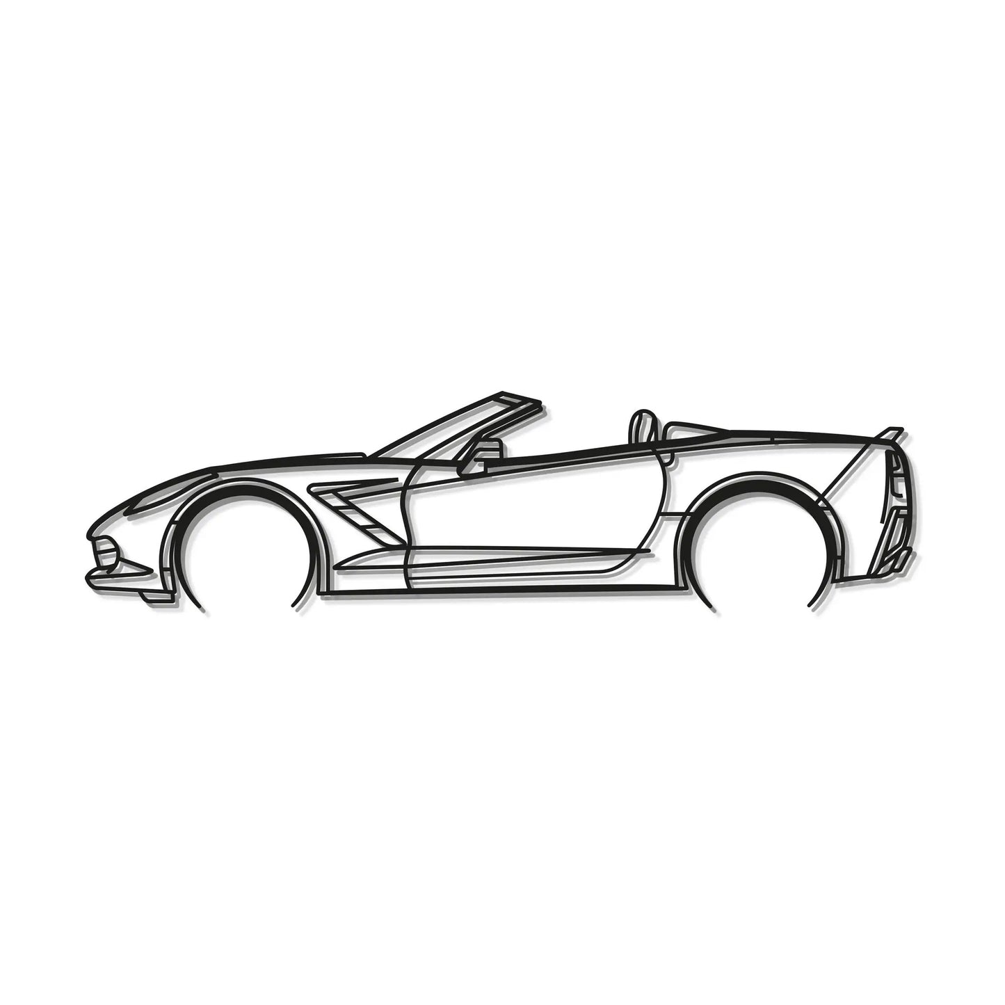 2014 Corvette C7 Cabrio metal wall art by Modello Turbo, line art of a convertible sports car on Tampa Home & Garden Store