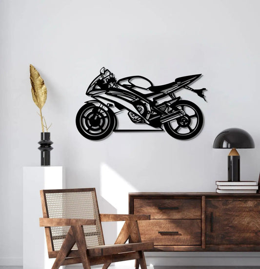 2014 R6 Metal Motorcycle Wall Art in black metal, Modello Turbo on Tampa Home & Garden Store