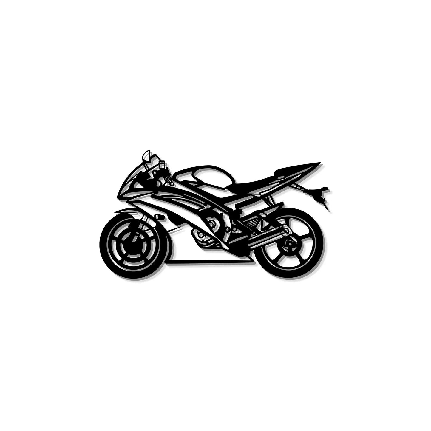2014 R6 Metal Motorcycle Wall Art, black line-drawn sport bike silhouette by Modello Turbo on Tampa Home & Garden Store