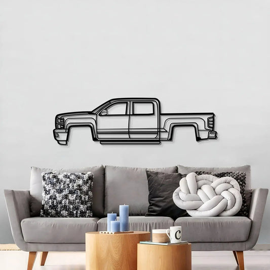 2015 Silverado 1500 metal wall art in black line-art, Modello Turbo artwork on Tampa Home & Garden Store