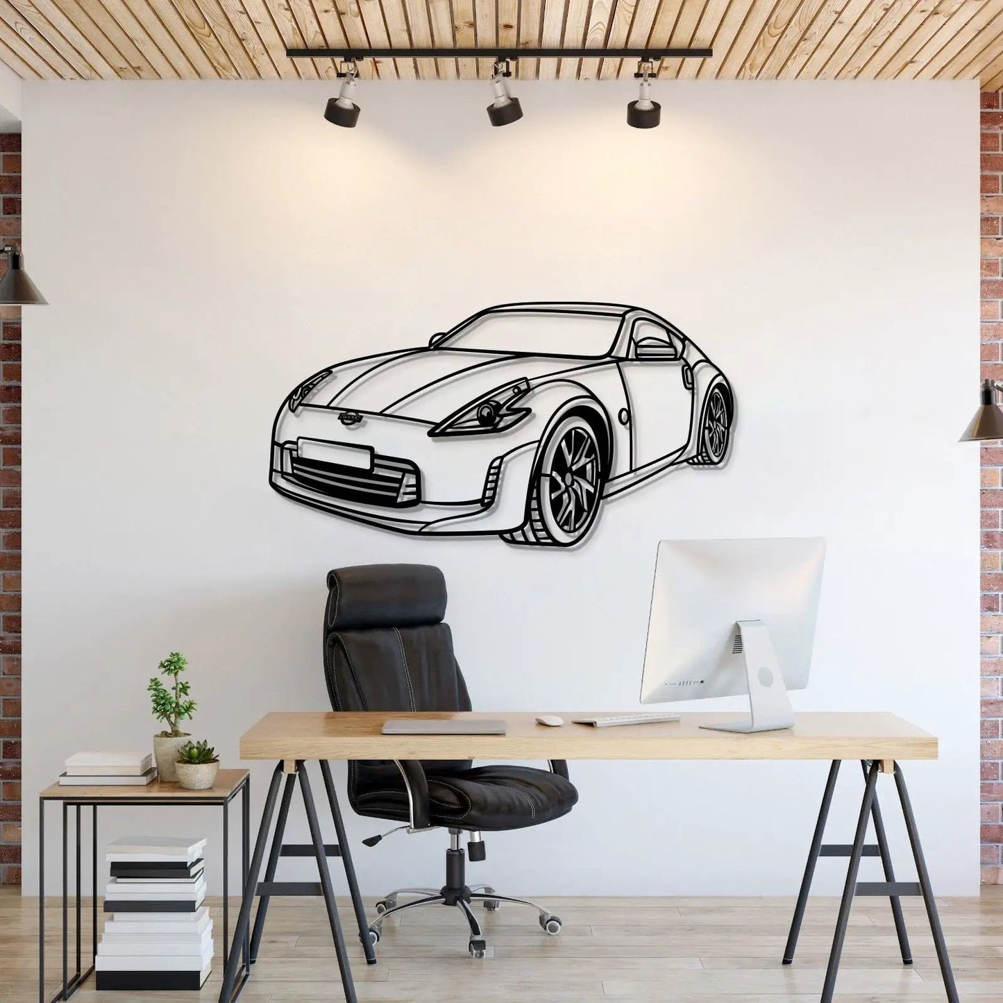 2015 370Z Perspective Metal Car Wall Art by Modello Turbo; black line-drawn car outline on Tampa Home & Garden Store
