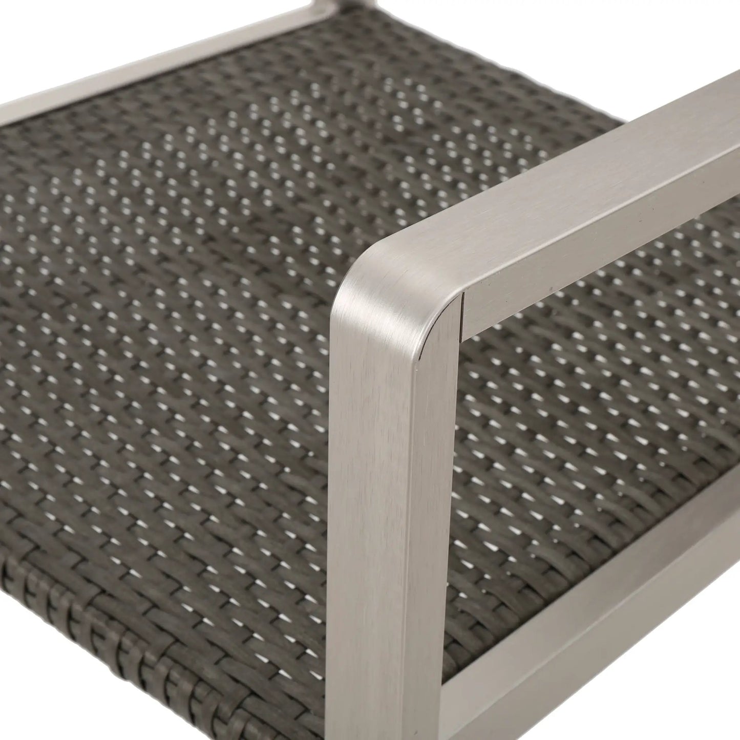 Sillas de comedor de mimbre para exterior Cape Coral con estructura de aluminio, juego de 2 piezas, gris