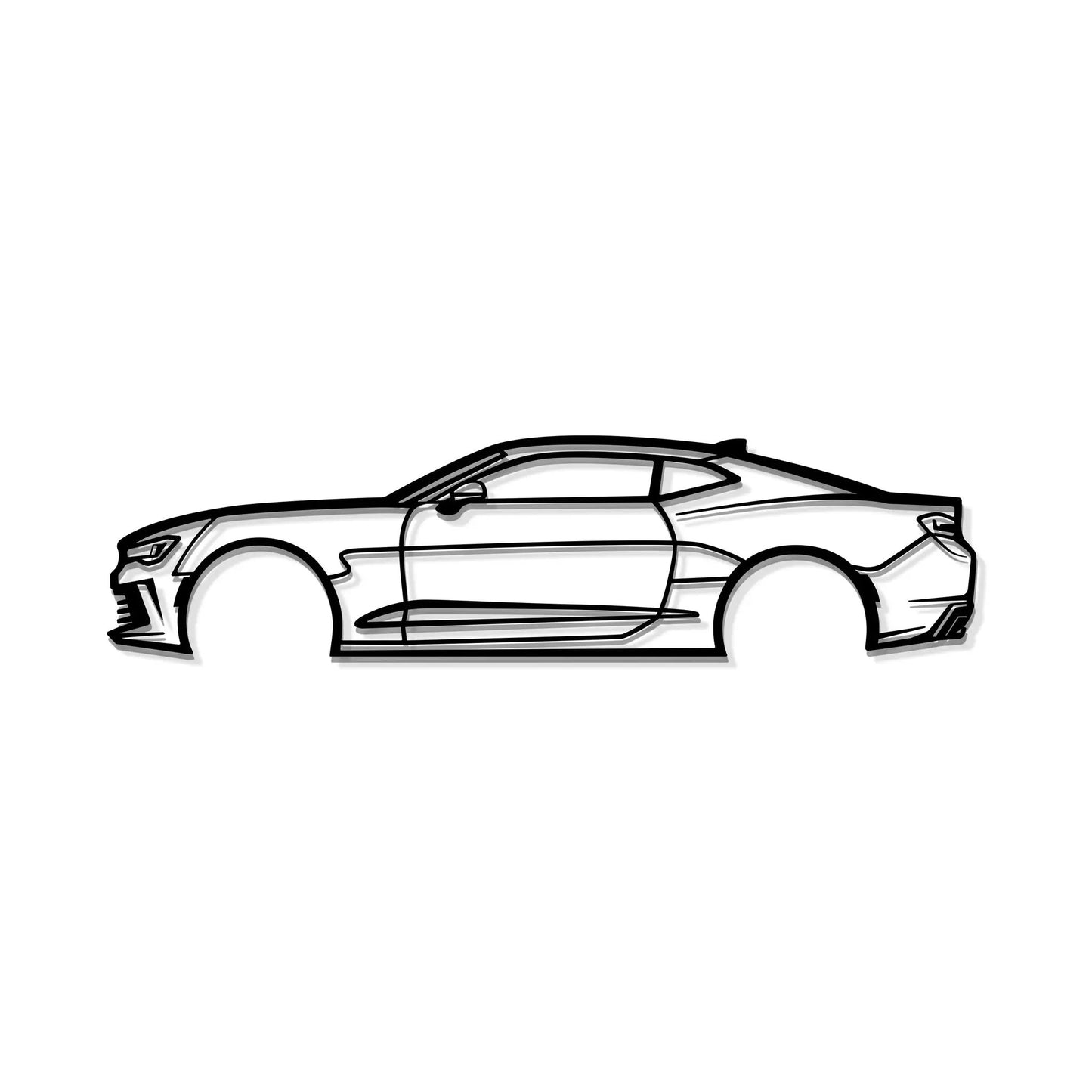 2016 Camaro metal wall art line drawing, black outline, Modello Turbo artwork on Tampa Home & Garden Store