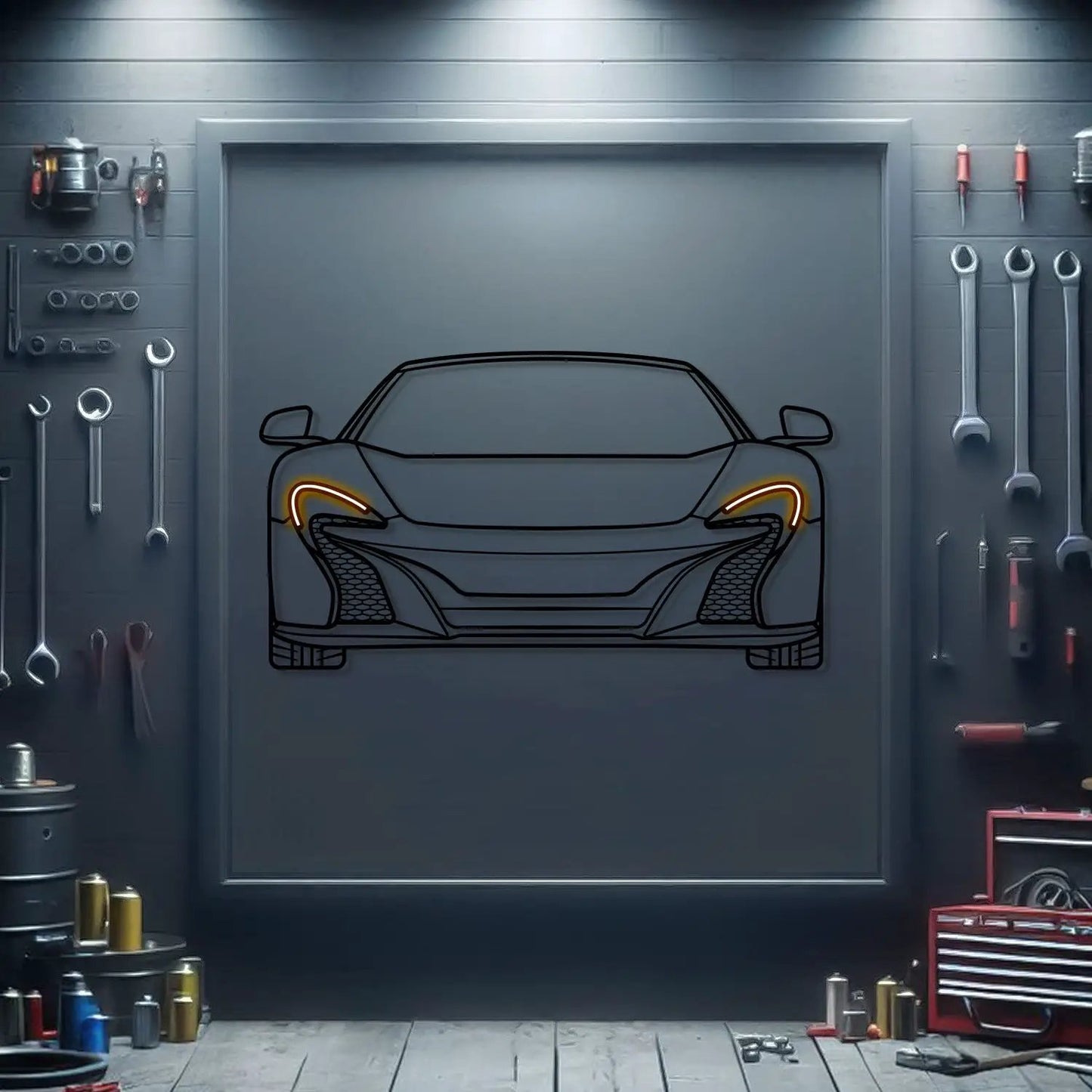 McLaren 650S Front View Metal Neon Car Wall Art by Modello Turbo on Tampa Home & Garden Store