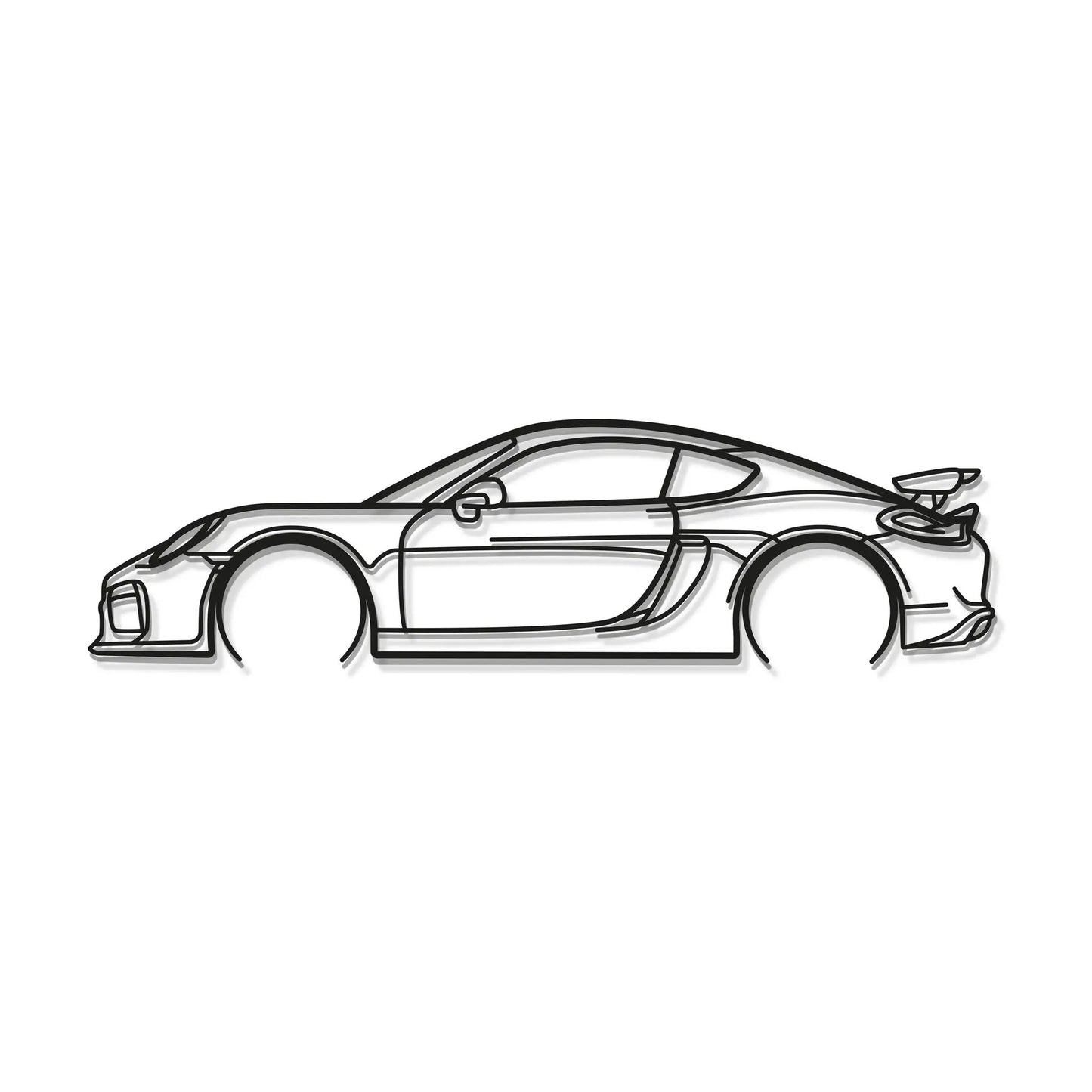 Cayman GT4 2016 metal wall art by Modello Turbo, black line-drawing car silhouette on Tampa Home & Garden Store