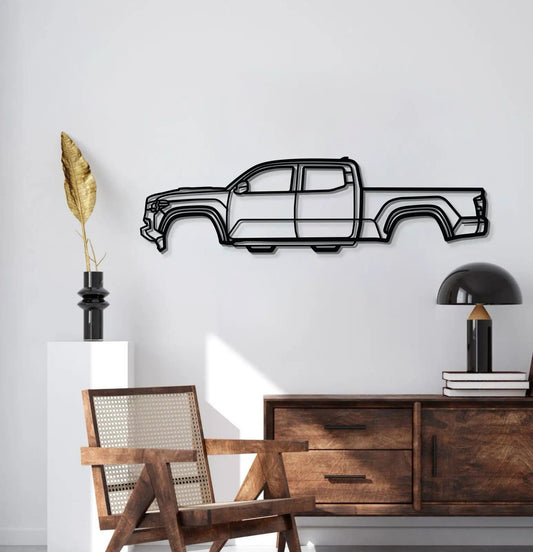 Tacoma 2016 3rd Gen metal wall art by Modello Turbo, black pickup truck silhouette on Tampa Home & Garden Store