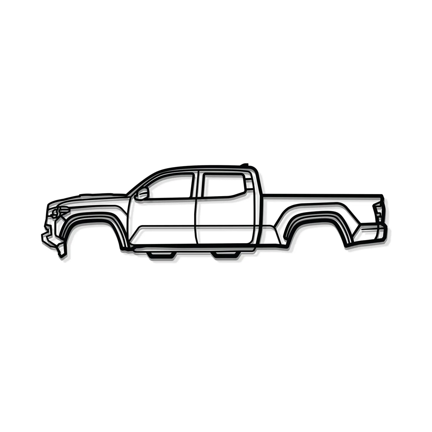 Tacoma 2016 3rd Gen metal wall art by Modello Turbo, black line-drawn pickup silhouette on Tampa Home & Garden Store