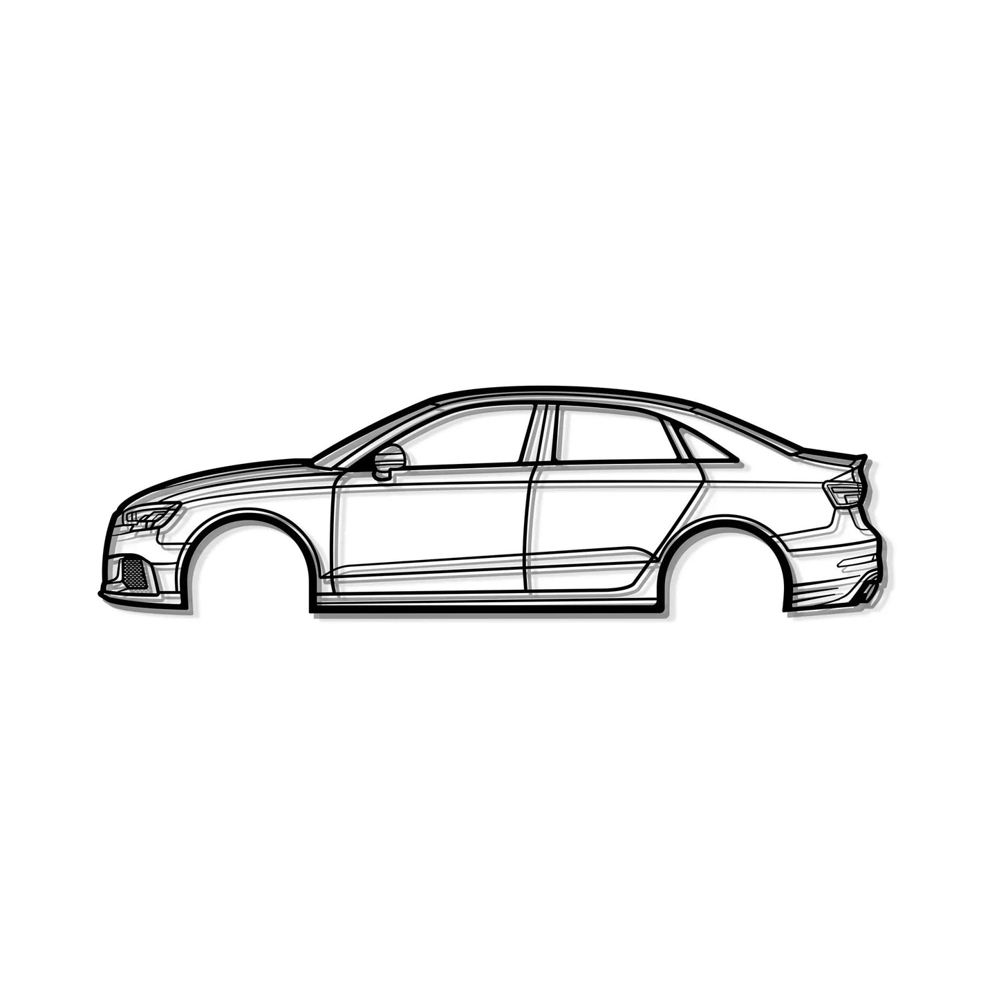 2017 RS3 metal wall art by Modello Turbo, line-drawn car silhouette for home or office on Tampa Home & Garden Store
