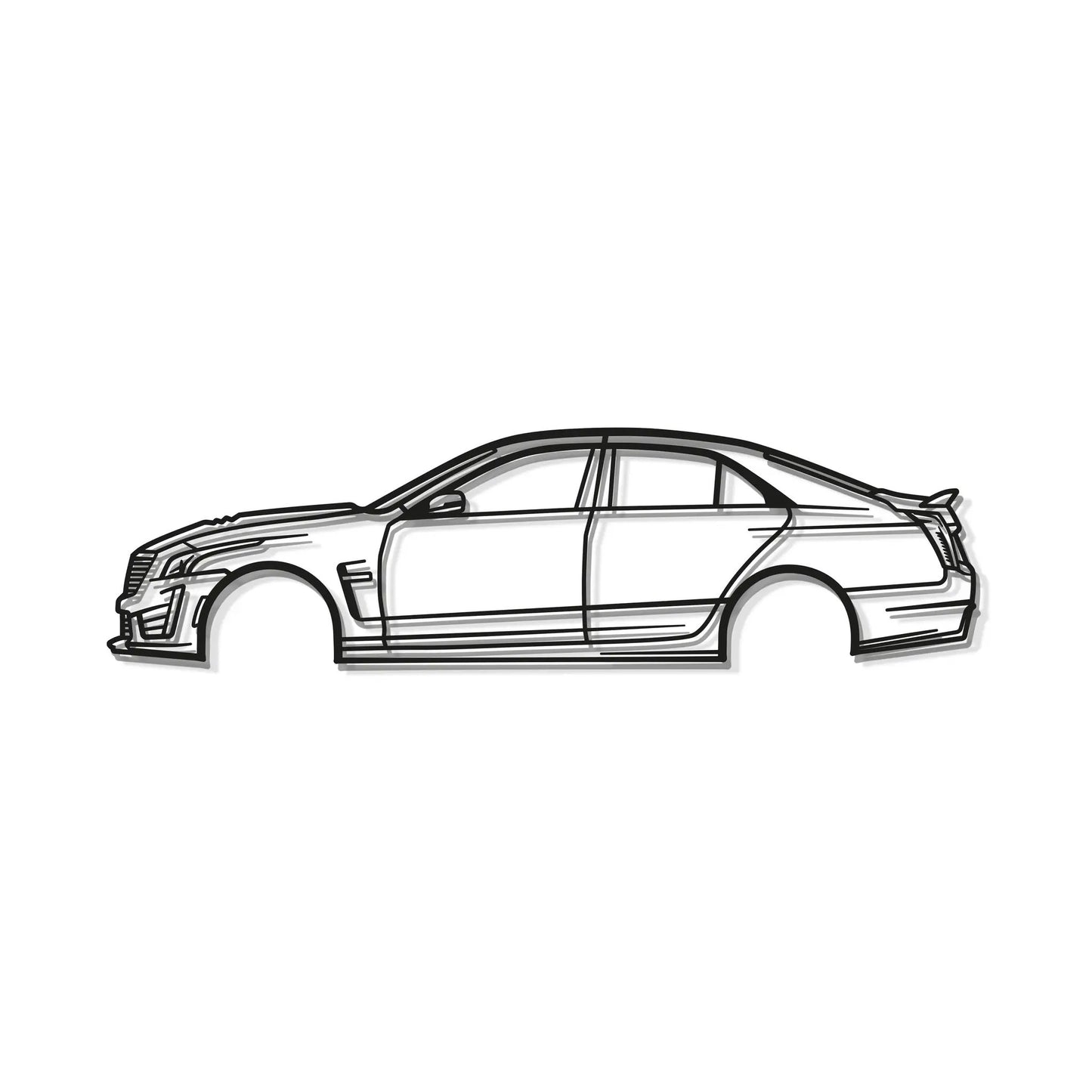 2017 CTS-V metal wall art by Modello Turbo; black line-drawn sedan for wall decor on Tampa Home & Garden Store