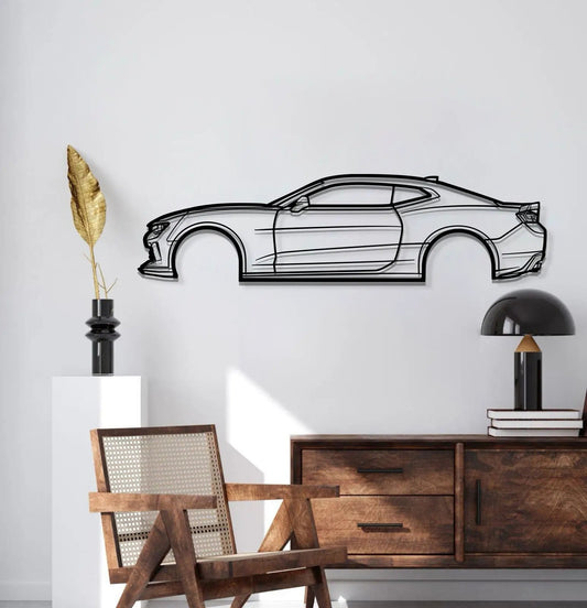 Camaro SS 1LE metal car wall art decor silhouette in black, 2 mm thick steel, Modello Turbo on Tampa Home & Garden Store