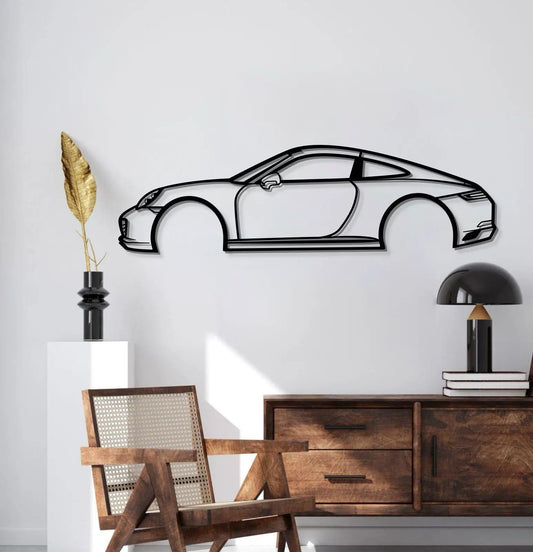 Carrera 911 metal car wall art by Modello Turbo in black line art for home decor on Tampa Home & Garden Store