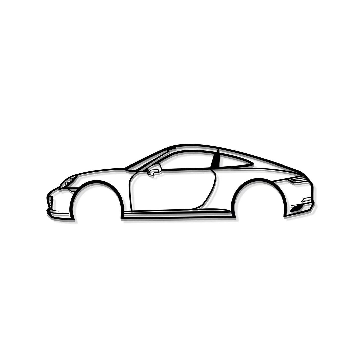 Carrera 911 metal wall art line drawing silhouette in black and white for home decor on Tampa Home & Garden Store