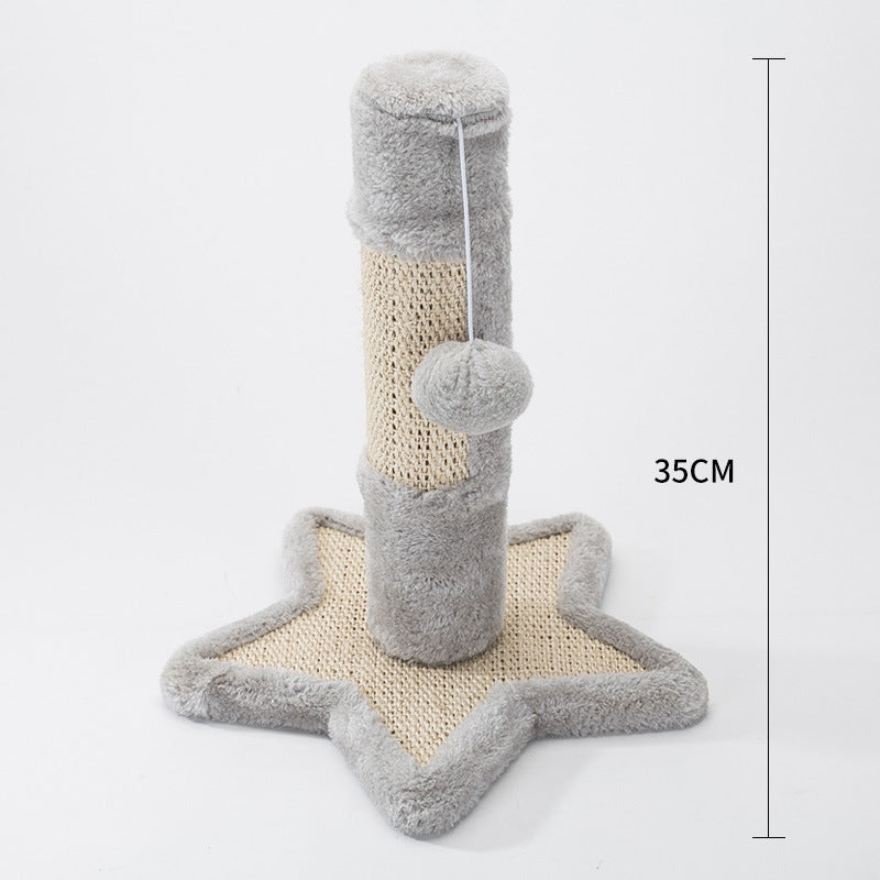 Detachable cat toy scratching post with grey plush coating and star-shaped base on Tampa Home & Garden Store