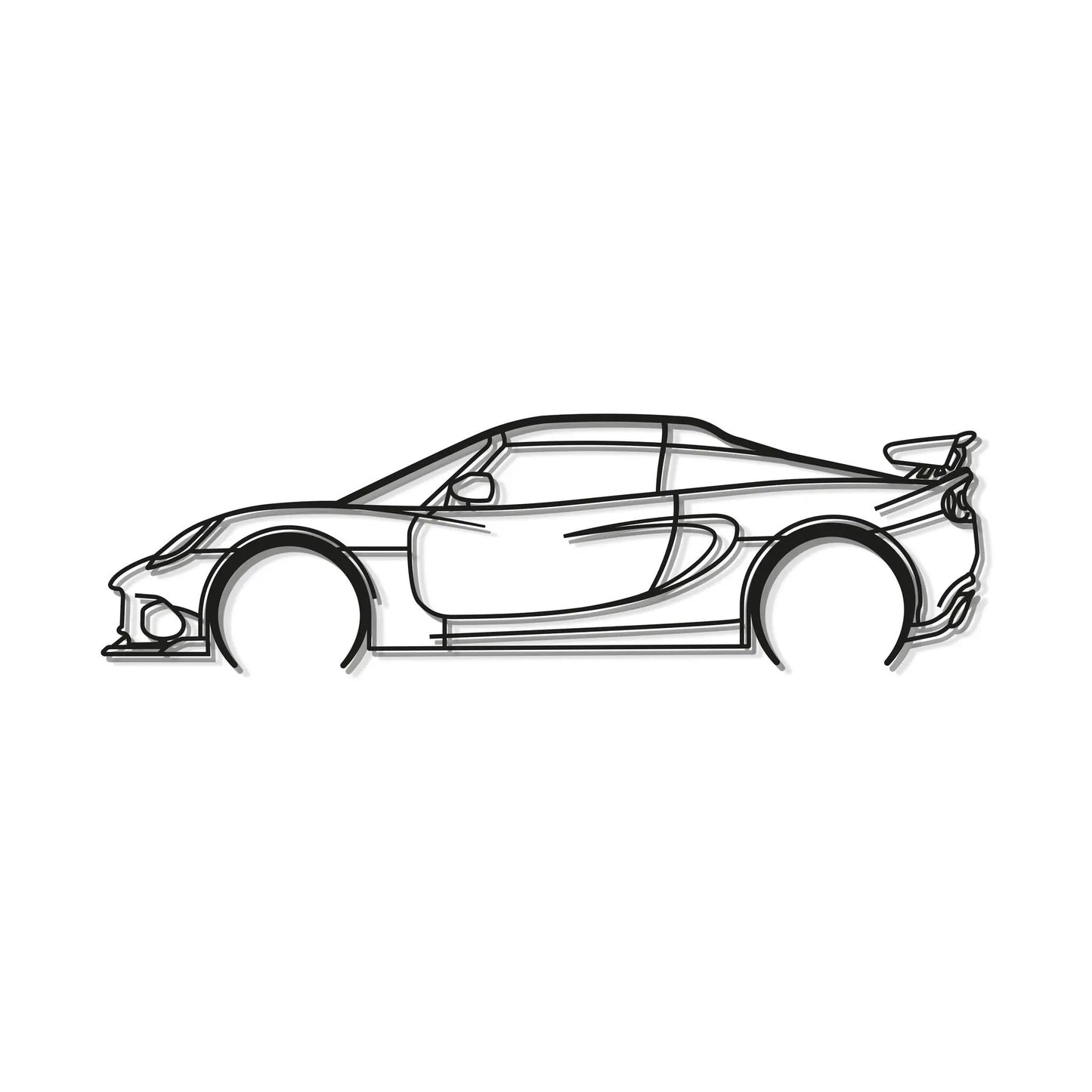 2018 Elise Cup 250 metal wall art, black line drawing of a sports car by Modello Turbo on Tampa Home & Garden Store