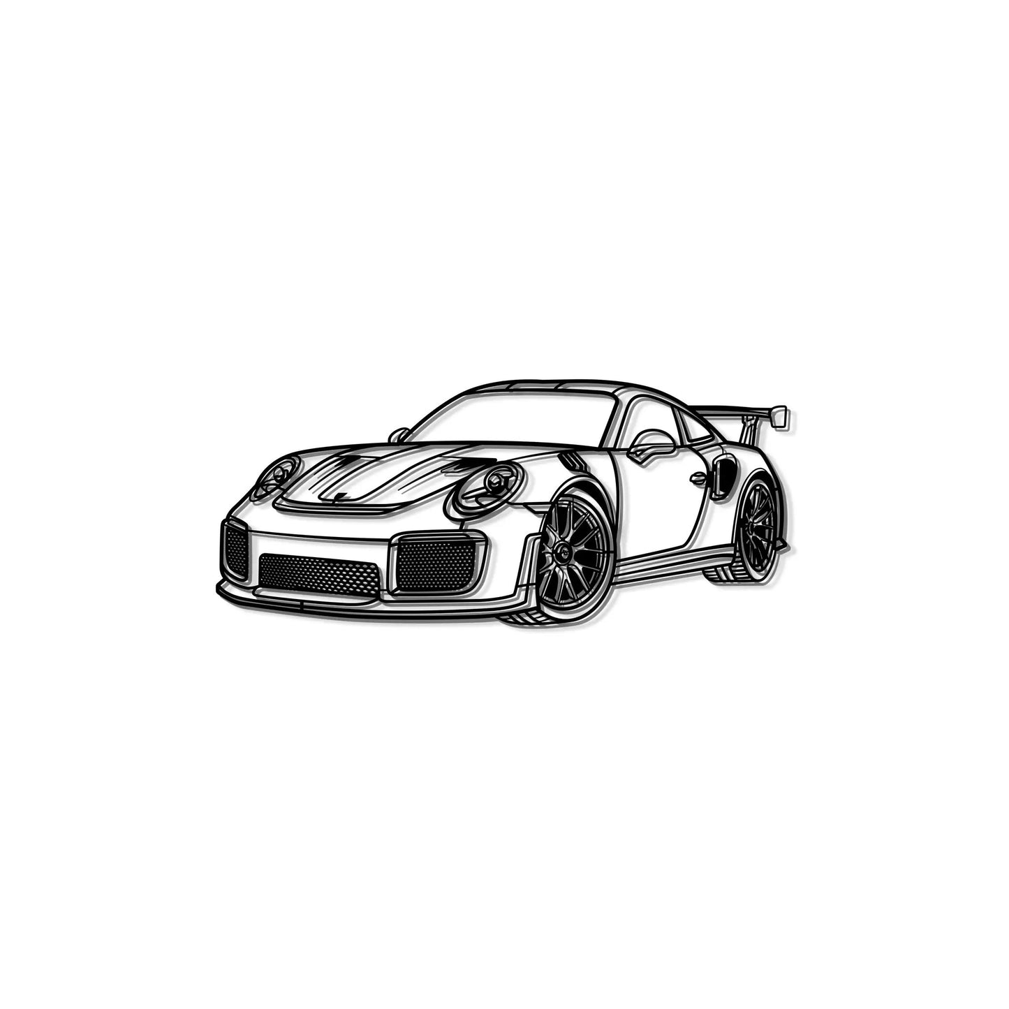 2018 911 GT2 RS Perspective Metal Car Wall Art black line drawing by Modello Turbo on Tampa Home & Garden Store