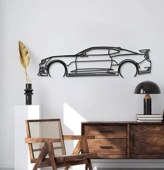 Camaro ZL1 Detailed Metal Car Wall Art by Modello Turbo in black metal line art silhouette on Tampa Home & Garden Store