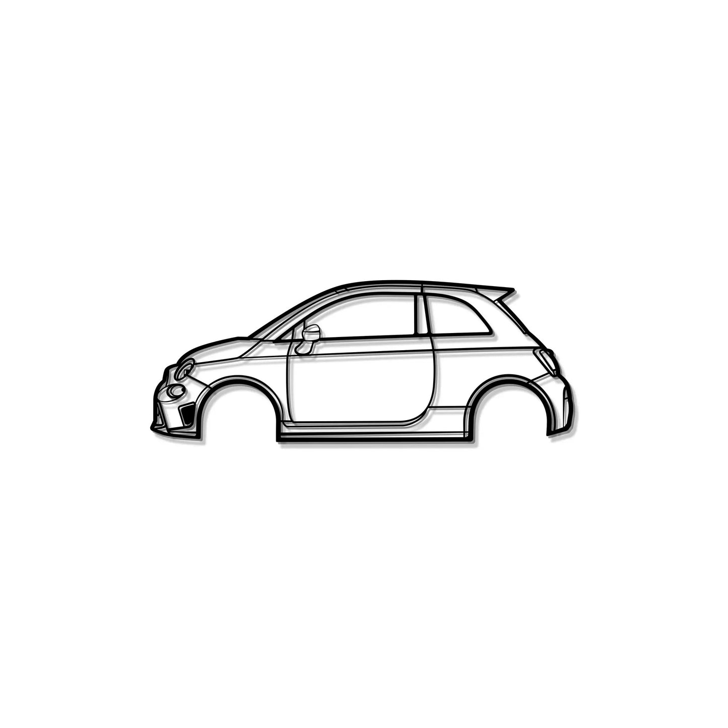 2019 595 Abarth metal wall art piece in black line drawing by Modello Turbo on Tampa Home & Garden Store