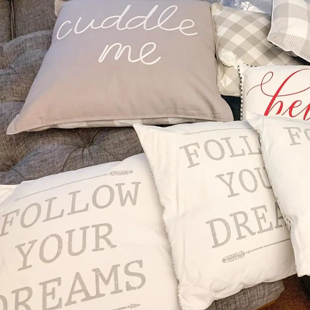 Follow Your Dreams Pillow With Arrow Silhouettes